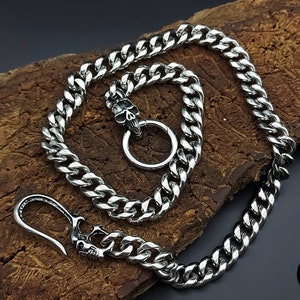 Hosenkette Börsenkette Schlüsselkette Portemonnaie Edelstahl Panzerkette Skull Totenkopf Geld Schlüsselband NEU