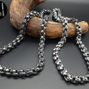 Necklace Skulls Skulls Silver Grey Stainless Steel Chain Gothic Tank Chain Jewelry Skull NEW