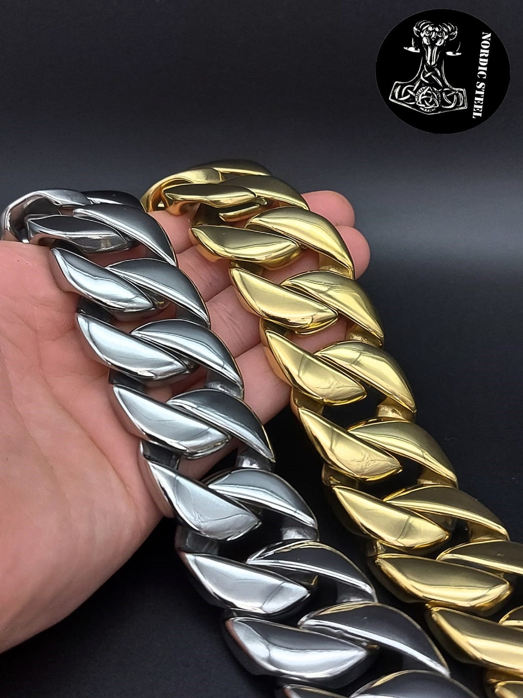XXXL Armoured Chain Royal Chain Stainless Steel 32 Mm Silver Gold ...