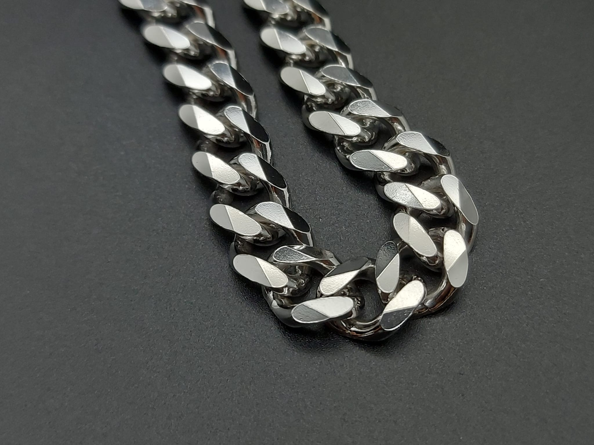 Chaîne Maille Gourmette Argent Massif 60cm - Rhodié Haute Qualité, Neuve Avec étiquettes