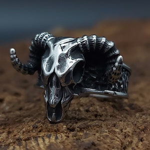 Bague tête de bélier en acier inoxydable, bijoux, anneaux crâne Viking, motard médiéval, taureau, cadeau pour hommes et femmes, nouveau