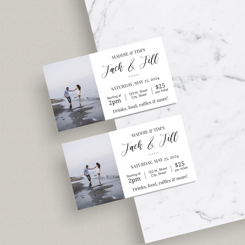 Jack and Jill Ticket Editable Template Customizable Digital Etsy