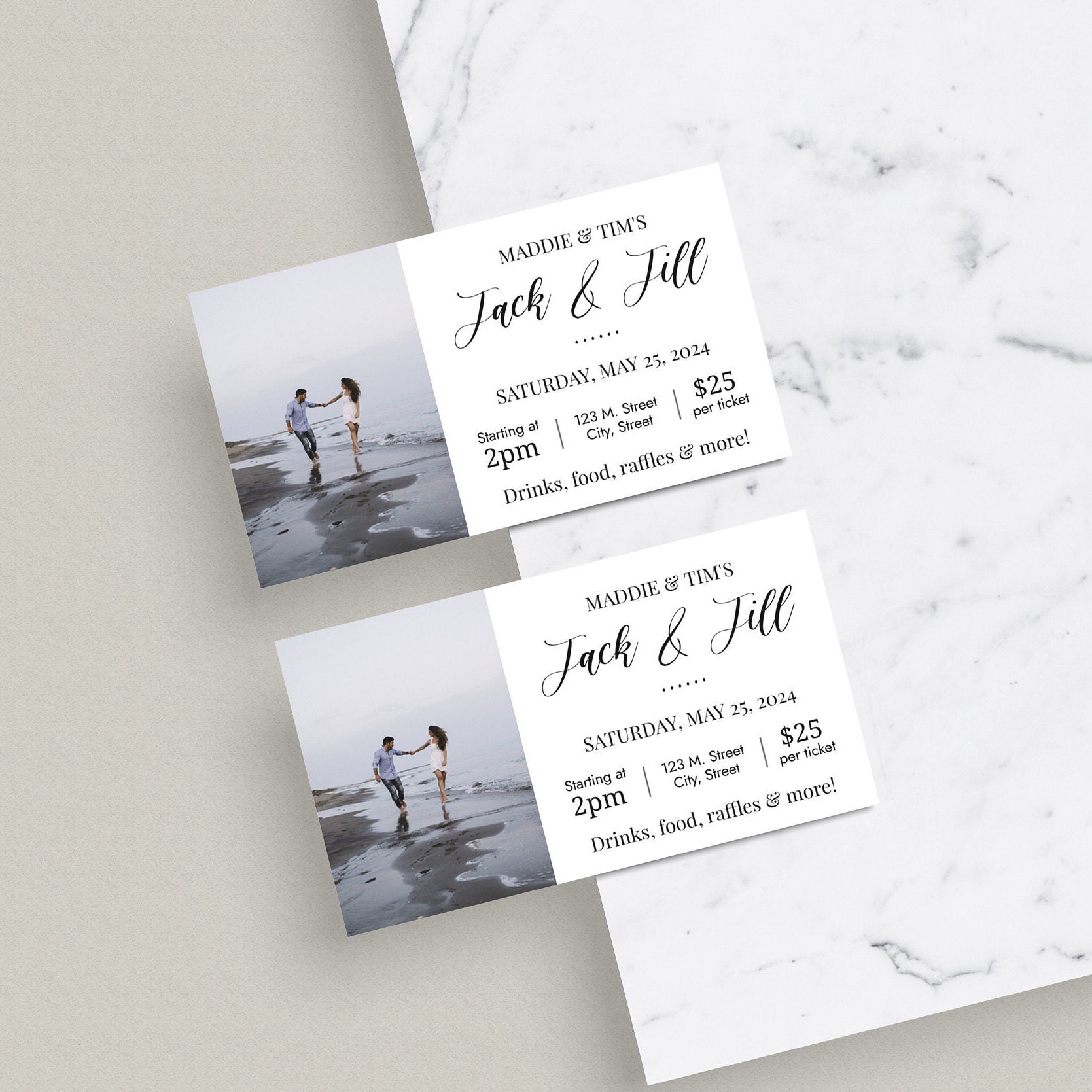 Jack And Jill Ticket Editable Template Customizable Digital Download