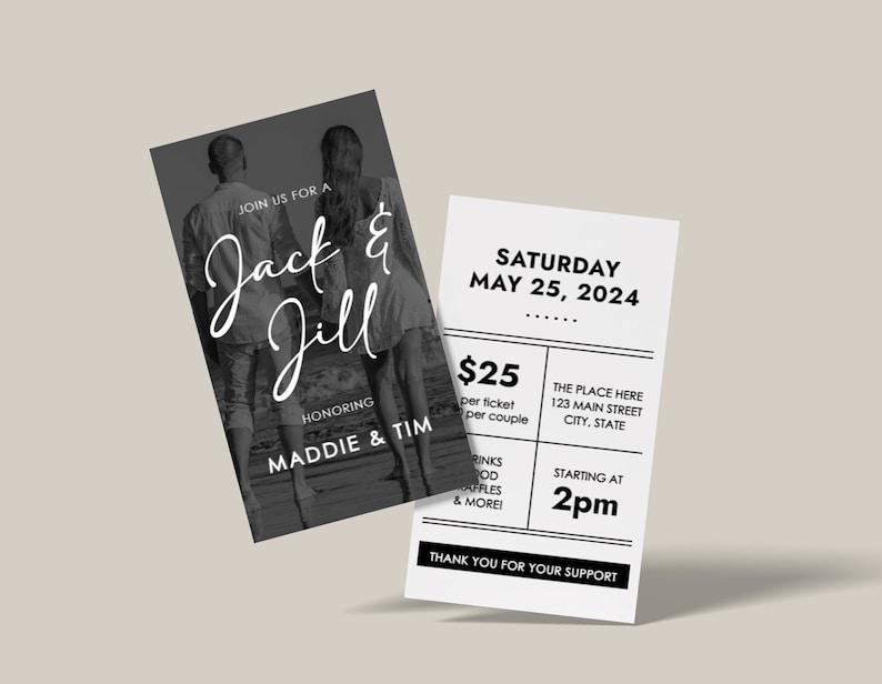 Jack and Jill Ticket, Editable Template, Customizable, Digital Download