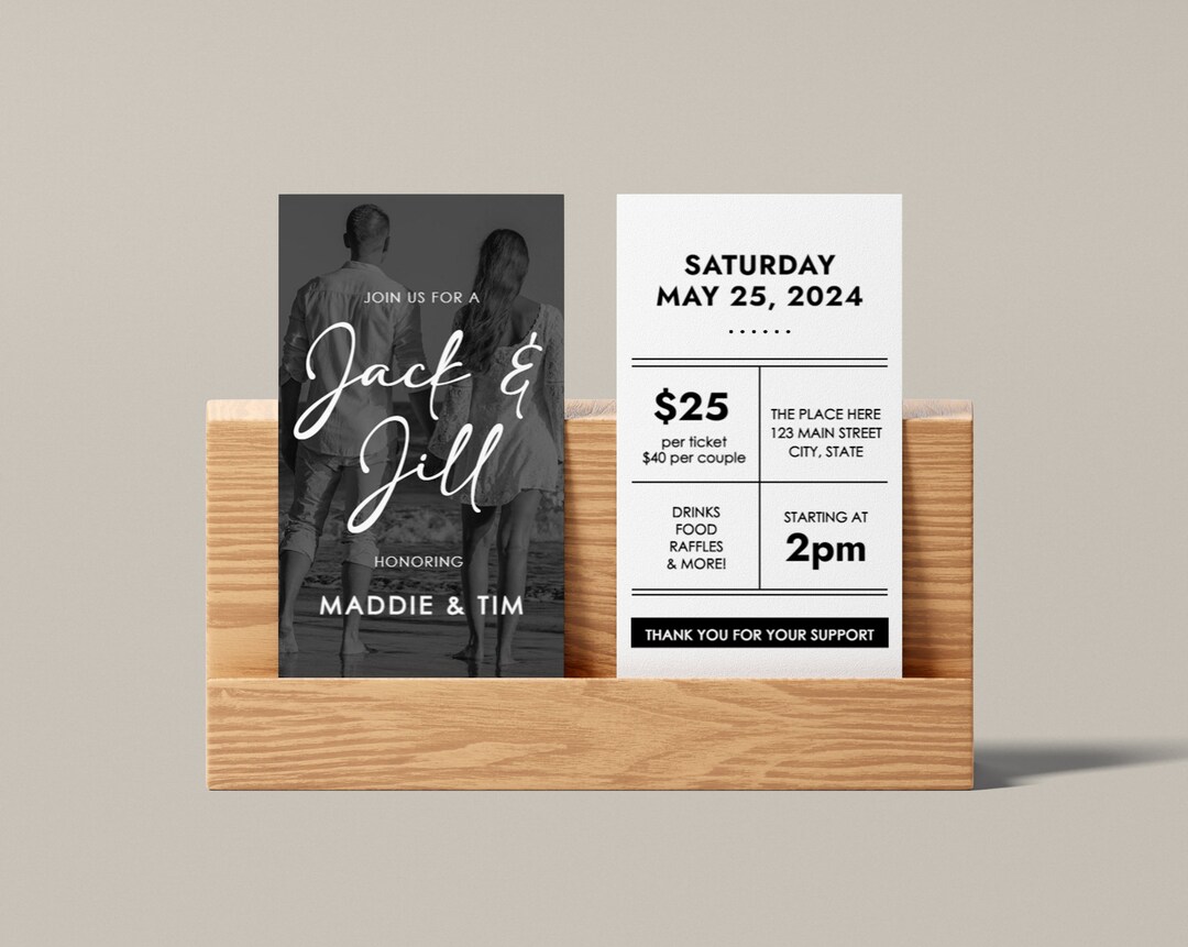 Jack and Jill Ticket, Editable Template, Customizable, Digital Download