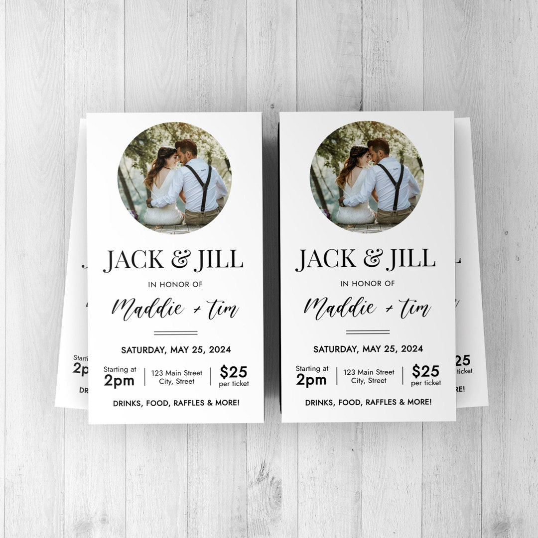 Jack and Jill Ticket, Editable Template, Customizable, Digital Download Jack and Jill Ticket, Editable Template, Customizable, Digital Download