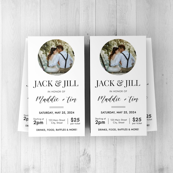 Jack and Jill Ticket, Editable Template, Customizable, Digital Download, Printable, Templett INSTANT Download