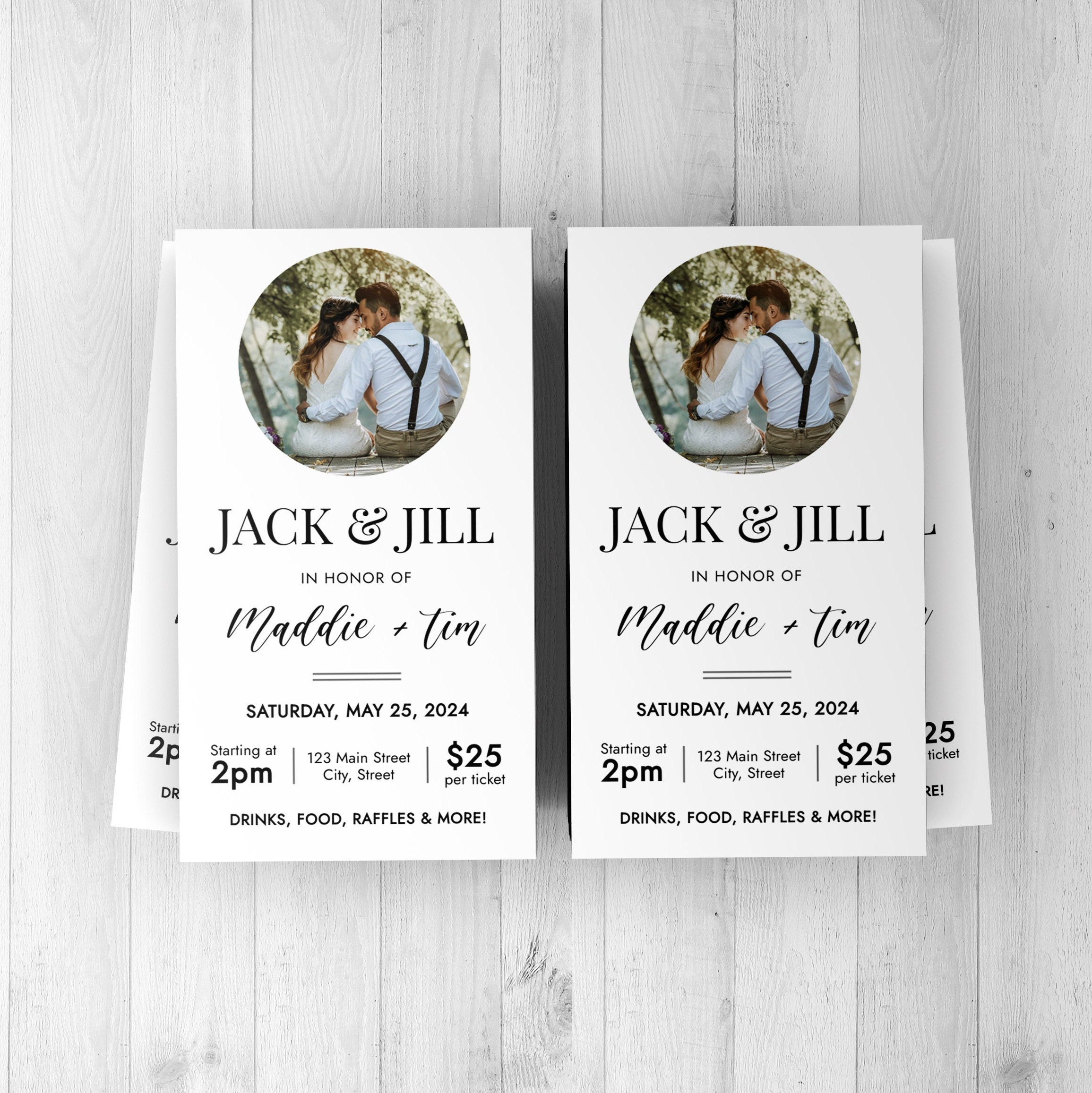 Jack and Jill Ticket Editable Template Customizable Digital Etsy