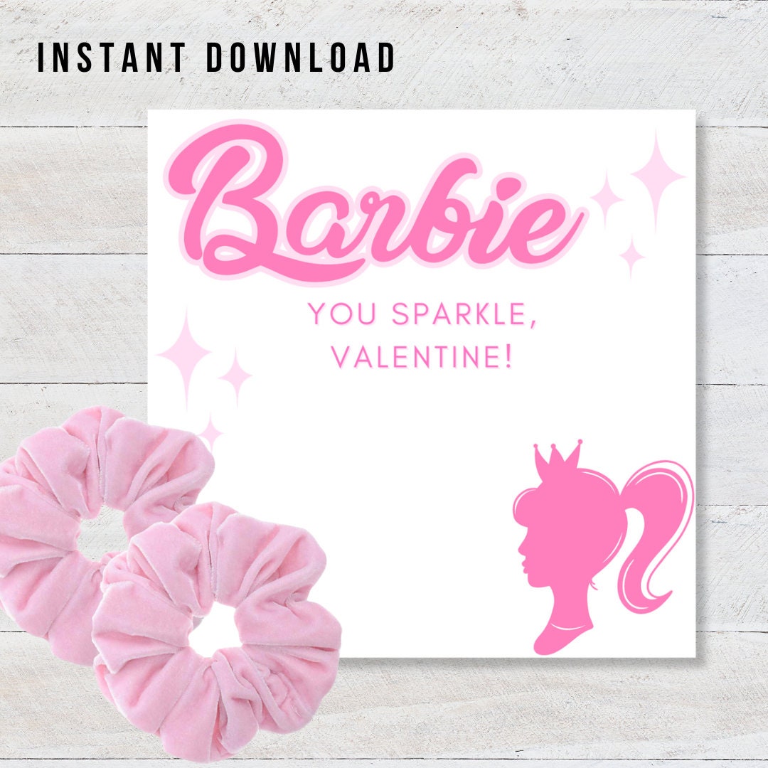 Barbie Valentine, Valentine Printable, Instant Download, Girl Valentine ...