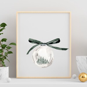 Watercolor Ornament Holiday Wall Art | Printable Christmas Decor | Festive Home Decoration