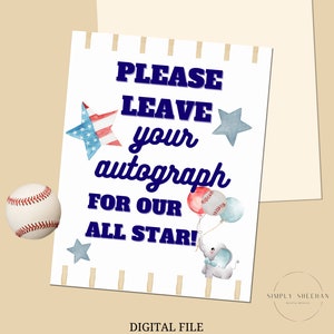 Leave Your Autograph, Baseball Theme Party, Baby Shower Guest Book, Guest Book Idea, Printable Vintage Baseball Autograph Sign
