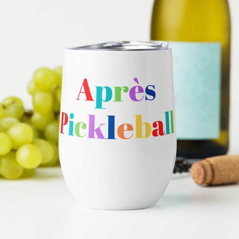 Aprés Pickleball Wine Tumbler with Lid -Pickleball Gift for Men and Women