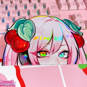 Sakura Miku Holographic Sticker Car Peeker