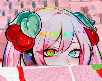 Sakura Miku Holographic Sticker Car Peeker