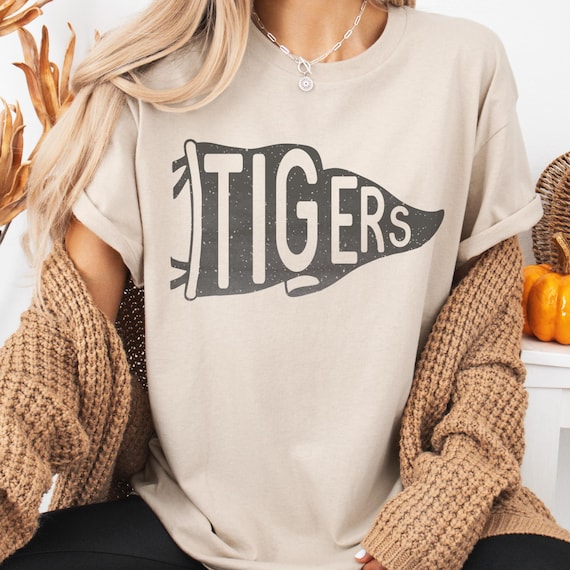 Tigers Pennant Mascot T-shirt: Tigers T-Shirt | Vintage Pennant Graphic Tee | Unisex School Spirit Mascot Shirt | Game Day Tshirt
