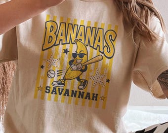 Bananas Baseball Shirt, Savannah Baseball Tee, Banana Ball Shirt, Funny Baseball Graphic Tee, Yellow Striped Sports Shirt