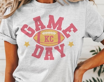KC Game Day T-shirt: Distressed Football Mom Tee