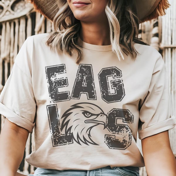 Eagles T-Shirt | Distressed Mascot Graphic Tee | School Spirit Shirt for Women | Game Day Outfit | Sports Fan Top | Football mom shirt