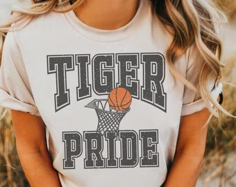 Tiger Pride Basketball T-Shirt: Distressed Vintage Game Day Tee