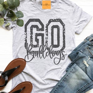 Go Bulldogs, Bulldogs game day football tshirt, football mom tshirt, cute game day tshirt, mascot tshirt heather ash tshirt