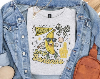 Let’s Go Bananas Baseball Shirt, Banana Baseball Tee, Funny Sports Mom Shirt, Game Day Baseball T-Shirt, Unisex Graphic Tee