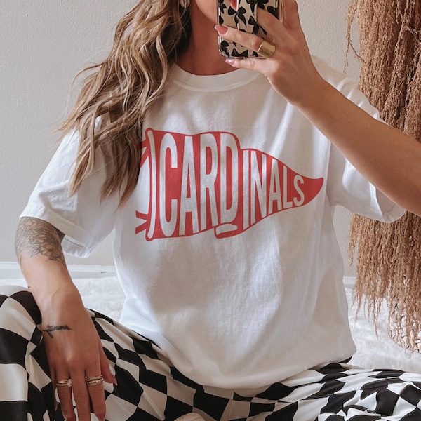 Vintage Cardinals Pennant T-Shirt | Retro School Spirit Tee | Unisex Game Day Shirt | College Team Graphic Tee | Distressed Sports Shirt