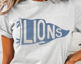 Lions pennant mascot, Lions Blue Game Day, football mom tshirt, cute game day tshirt, mascot unisex tshirt