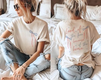 Land of the Free Because of the Brave T-Shirt - Patriotic USA Tee with Front & Back Design - 4th of July, Memorial Day Unisex  T-Shirt