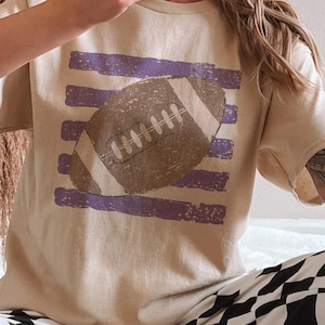 Vintage Purple Football Shirt, Distressed Football Graphic Tee, Football Season T-Shirt, Game Day Shirt, Sports Mom Tee, Football Lover Gift