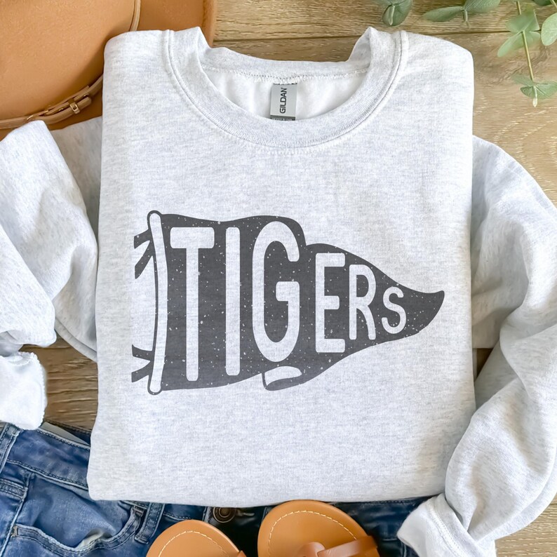 Tigers Pennant Mascot T-shirt: Tigers T-Shirt | Vintage Pennant Graphic Tee | Unisex School Spirit Mascot Shirt | Game Day Tshirt image 3