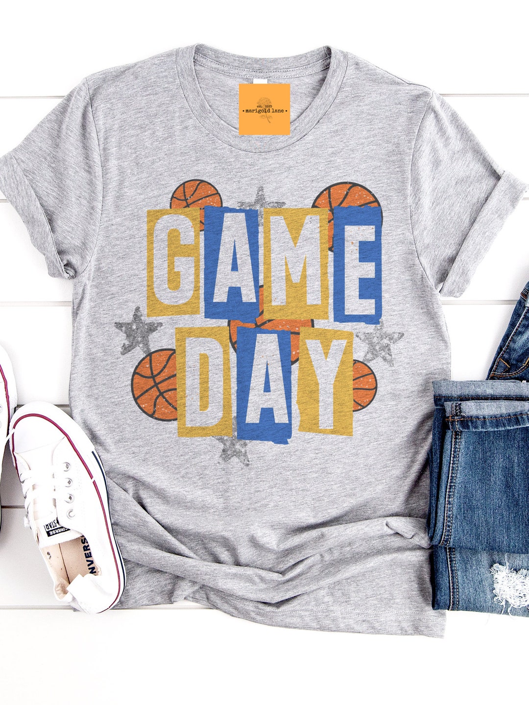 Basketball Blue and Gold Game Day, Basketball Tshirt, Football Mom