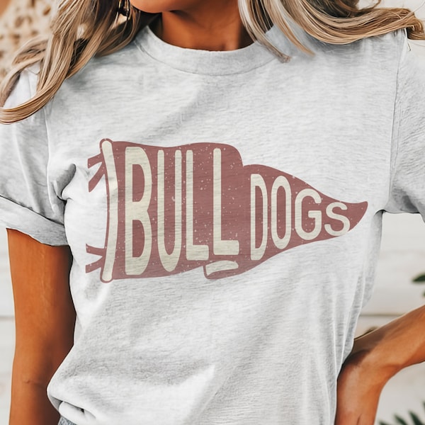 Bulldogs Pennant T-shirt: Distressed Vintage Game Day Tee