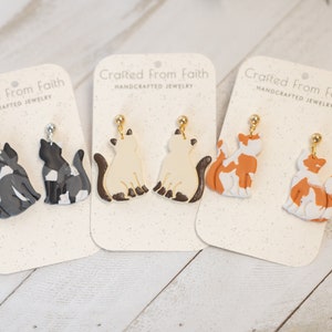 Clay Cat Earrings | Polymer Clay Cat Earrings | Orange Cat Earrings | Calico Cat Earrings | Gray Cat Earrings | Siamese Cat Earrings