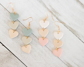 Minimalist Valentines Day Earrings Heart Clay Earrings Polymer Clay | Lightweight Handmade Hypoallergenic