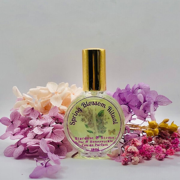 Parfum lilas et chèvrefeuille RITUEL DES FLEURS DE PRINTEMPS, huile essentielle de saison sans parabènes, parfum indé, magie magique féérique, cadeau Cottagecore