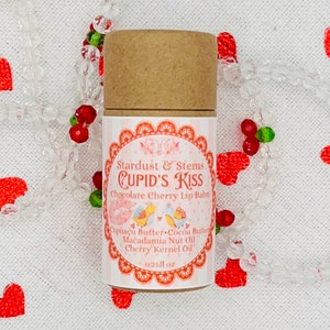 CUPID'S KISS Valentine Lip Balm, Natural Cherry, Chocolate, Cocoa Butter, Cupuacu Butter, Macadamia Oil, Organic Lip Moisturizer Paper Tube bild 3