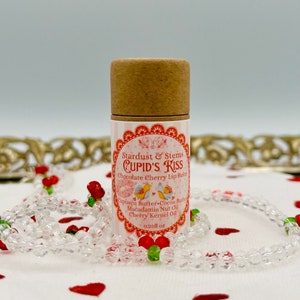CUPID'S KISS Valentine Lip Balm, Natural Cherry, Chocolate, Cocoa Butter, Cupuacu Butter, Macadamia Oil, Organic Lip Moisturizer Paper Tube bild 1