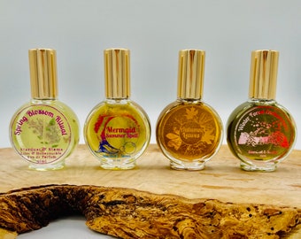 Perfume Set of Four Handcrafted Perfumes for Every Seasom- Spring, Summer, Fall & Winter | Handmade, Small Batch, Natural, Indie Fragrance