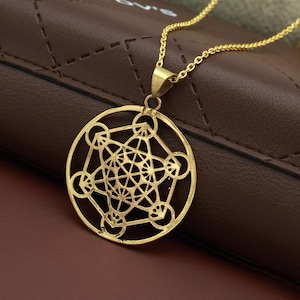 Gouden Metatron's Cube-ketting | Hanger Heilige Geometrie | Spirituele energiesieraden | Metatron kubus bedel | Uniseks hanger | Meditatiecadeau