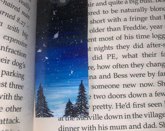 Original Hand painted bookmark, night sky, laminated