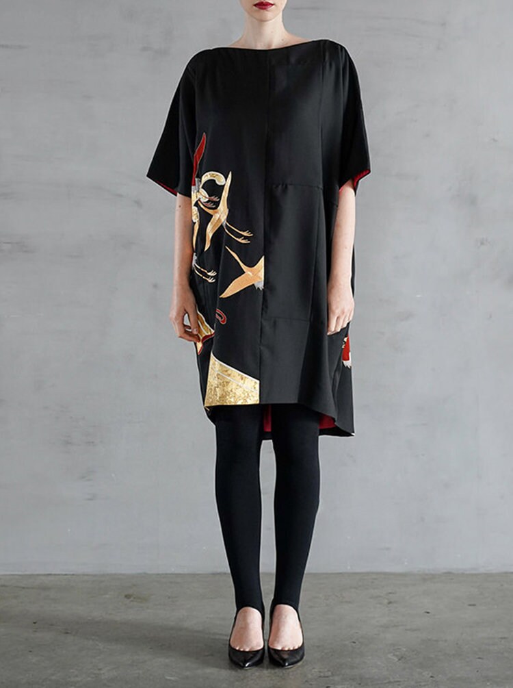 Kimono-Style Printed Dress