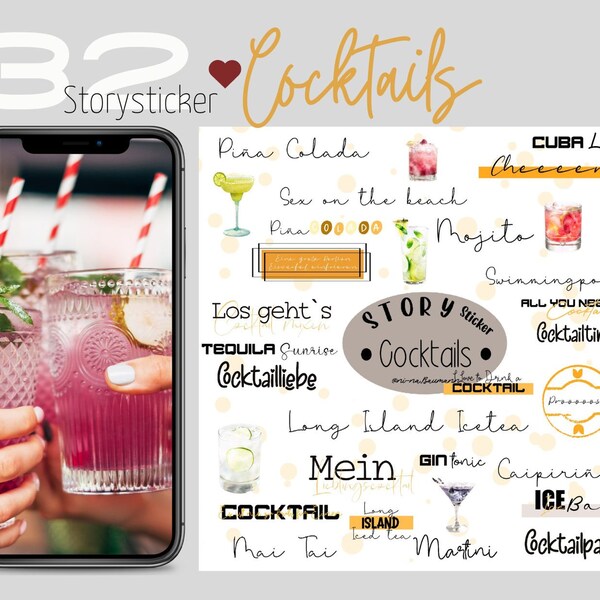 Instagram Story Sticker Cocktails I Instagram I  Daily I Direkter Download I Blogger