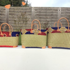 basket bag aravola leather handles 50 cm . Straw tote bag. Ideal shopping, markets, beach. Raffia , wicker palm' rush