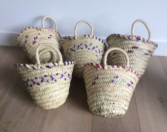 Mini children's basket in doum, bridesmaid bag