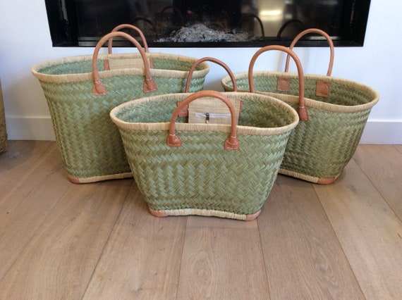 panier cabas sac de courses, marché,plage, en raphia paille osier