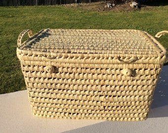 XL storage trunk vanity in woven palm tree 6 sizes wicker rattan decor