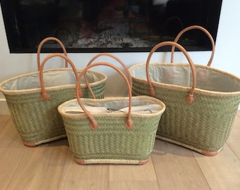 Aravola tote basket with handles, 60 cm, with closure pouch.