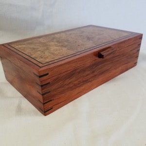 Closeout - Bubinga Keepsake/Jewelry box w/ Maple Burl top panel