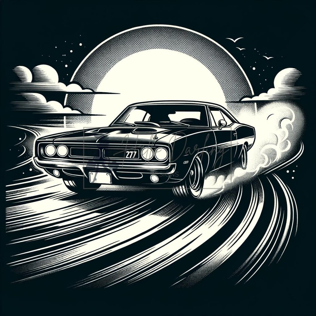 Vintage Muscle Car Digital Art PNG Download - Etsy