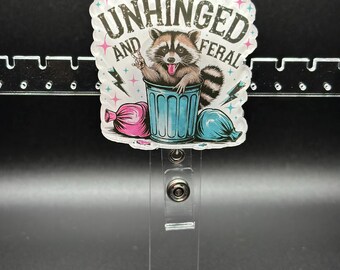 ID Holder/Badge Reel/Popsocket - Unhinged and Feral Raccoon